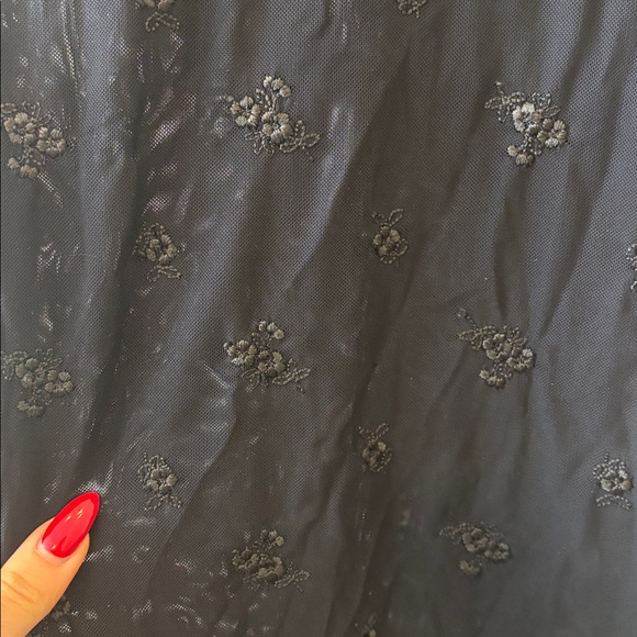 Intimately Free People Sheer Black long sleeve bodysuit mesh embroidered floral - Picture 3 of 7